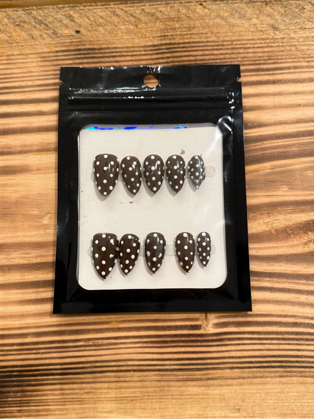 Brown Polka Dot Press-On Nail Set - Women Accessories
